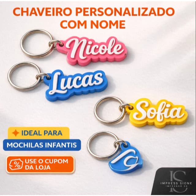 Chaveiro Personalizado com Nome (Kit 3)