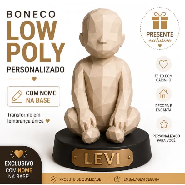 Escultura Bebê Low Poly Personalizada